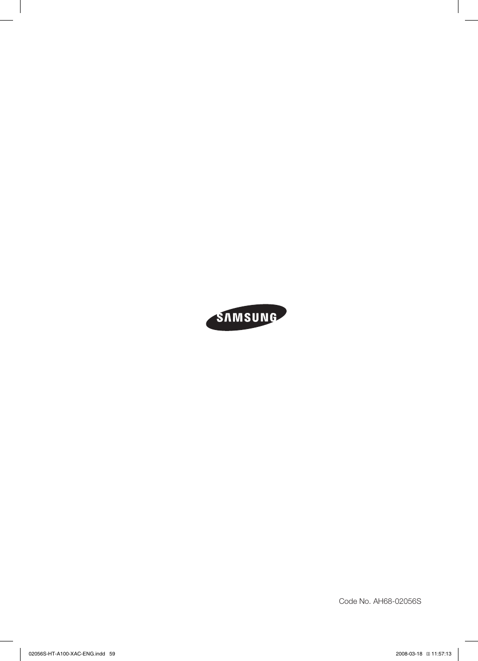 Samsung HT-A100T-XAA User Manual | Page 60 / 60