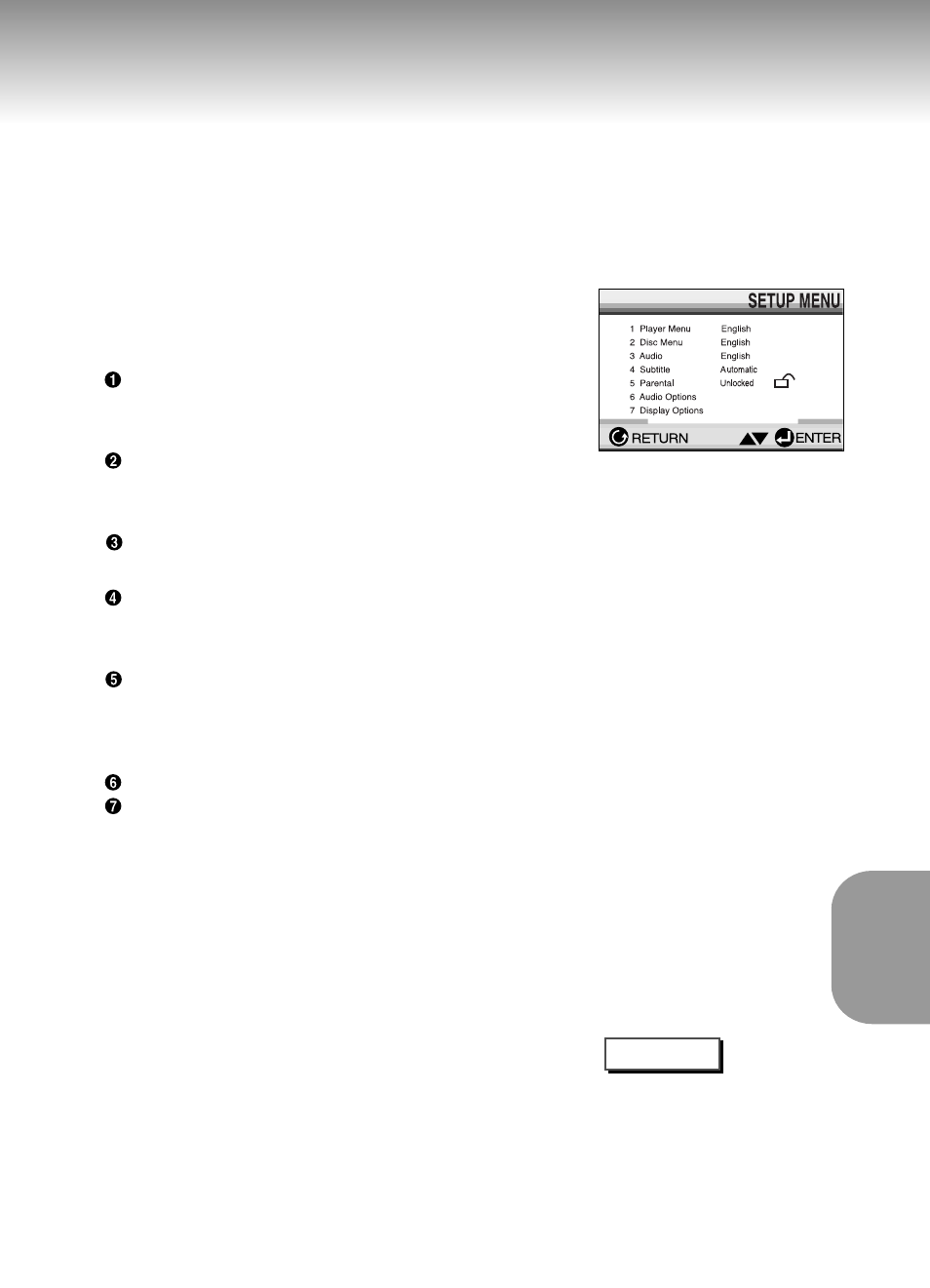 Using the setup menu | Samsung DVD-M201-XAA User Manual | Page 30 / 40