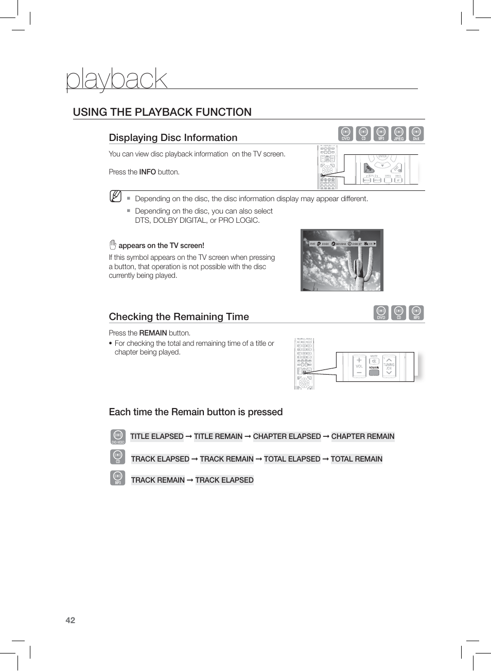 Playback, Dbagd | Samsung HT-Z420T-XAA User Manual | Page 42 / 78