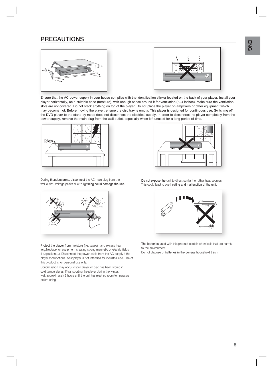 Precautions, En g | Samsung HT-Z420T-XAA User Manual | Page 5 / 78