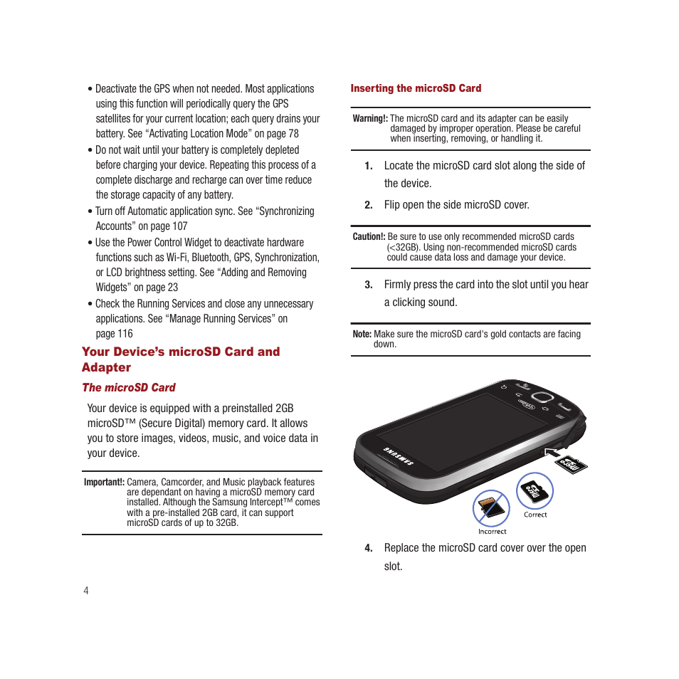 Your device’s microsd card and adapter | Samsung SPH-M910CAAVMU User Manual | Page 11 / 156