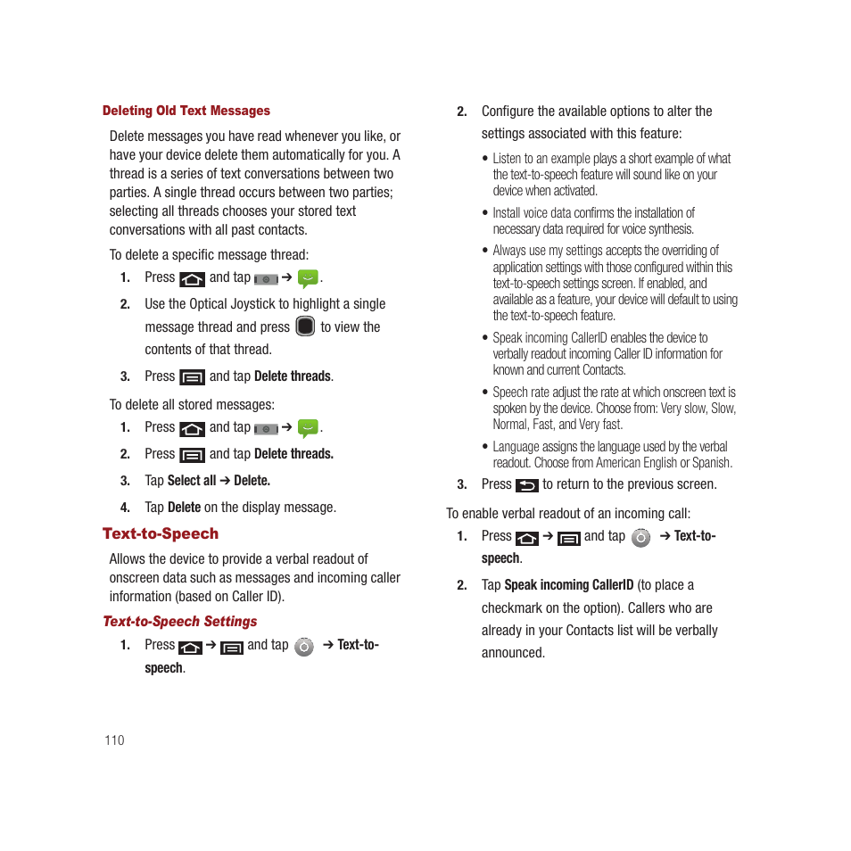 Text-to-speech | Samsung SPH-M910CAAVMU User Manual | Page 117 / 156
