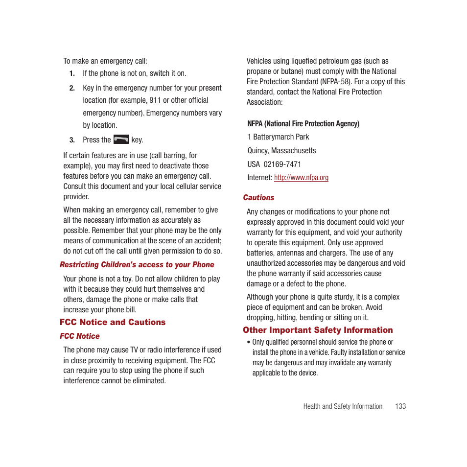 Fcc notice and cautions, Other important safety information | Samsung SPH-M910CAAVMU User Manual | Page 140 / 156