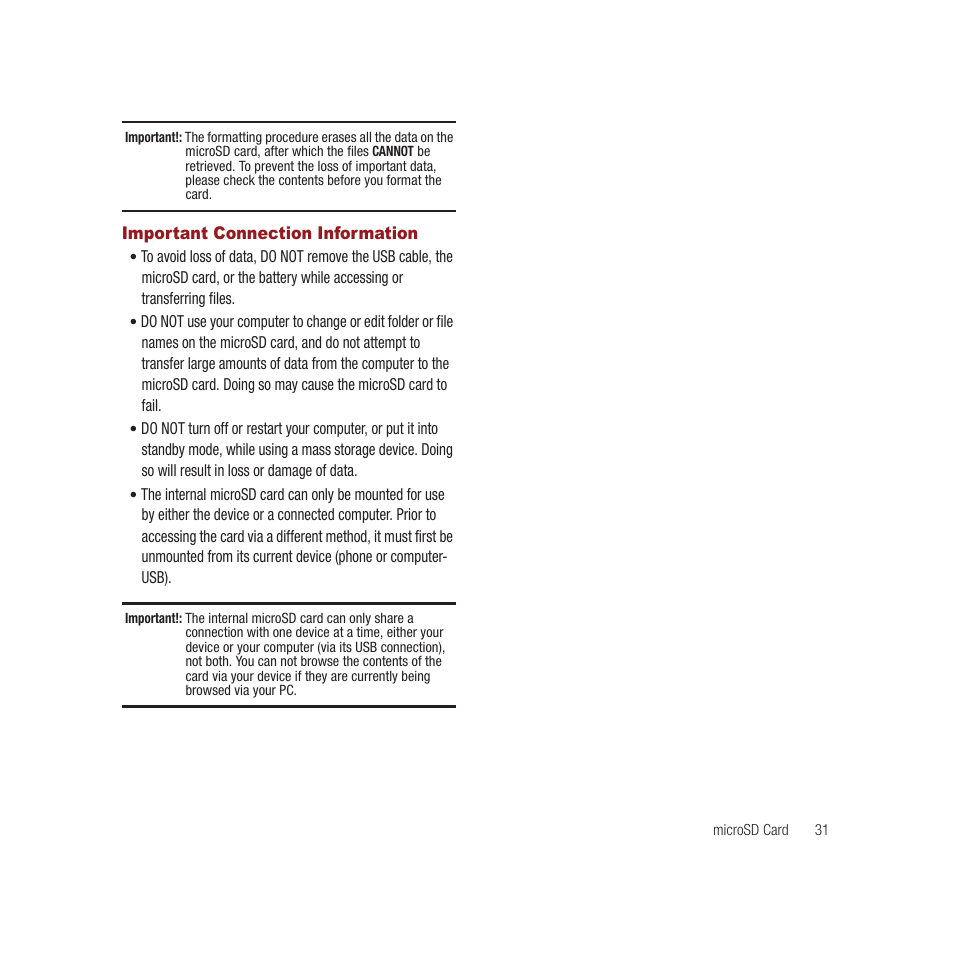 Important connection information | Samsung SPH-M910CAAVMU User Manual | Page 38 / 156