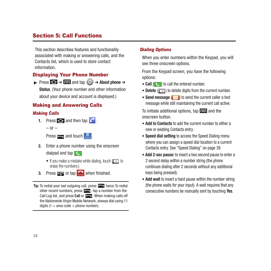 Section 5: call functions, Displaying your phone number, Making and answering calls | Samsung SPH-M910CAAVMU User Manual | Page 41 / 156