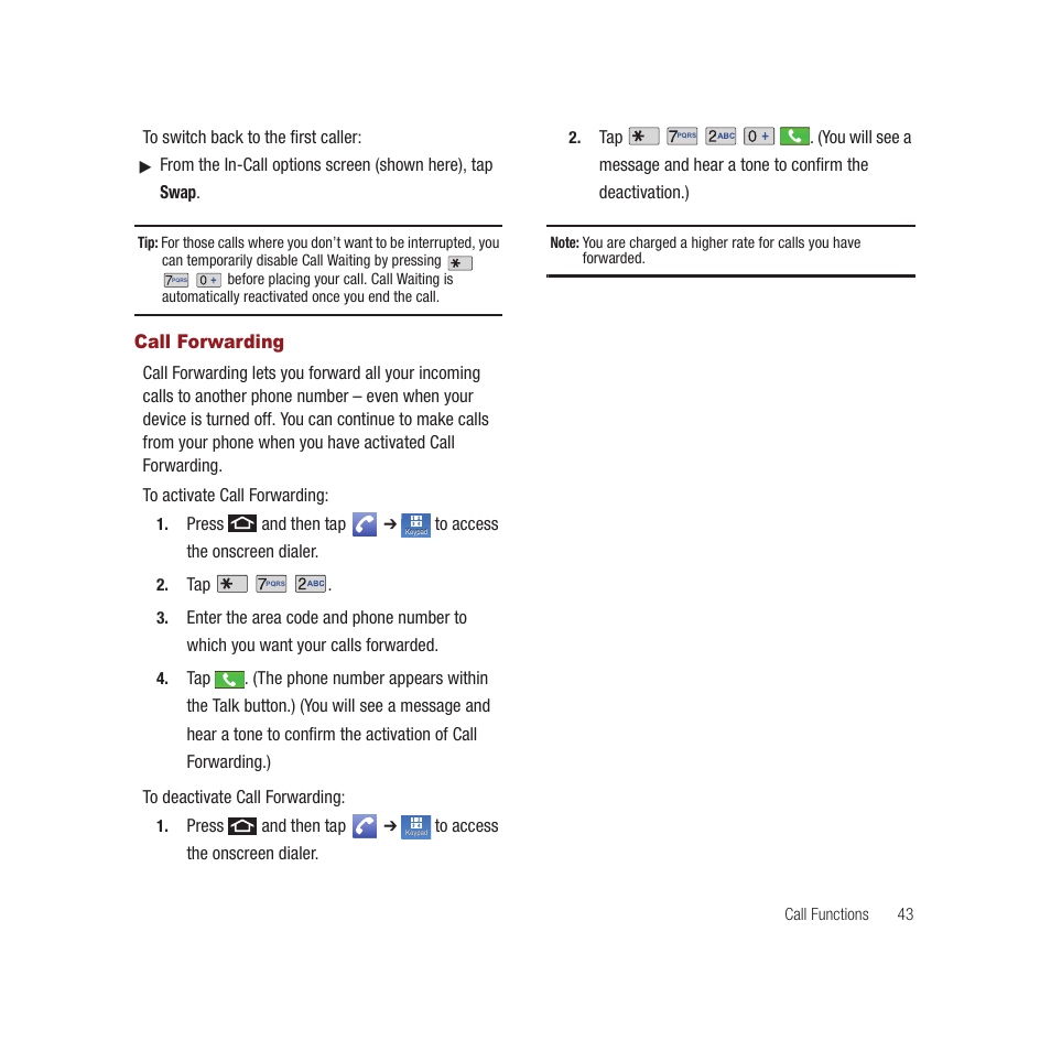 Call forwarding | Samsung SPH-M910CAAVMU User Manual | Page 50 / 156