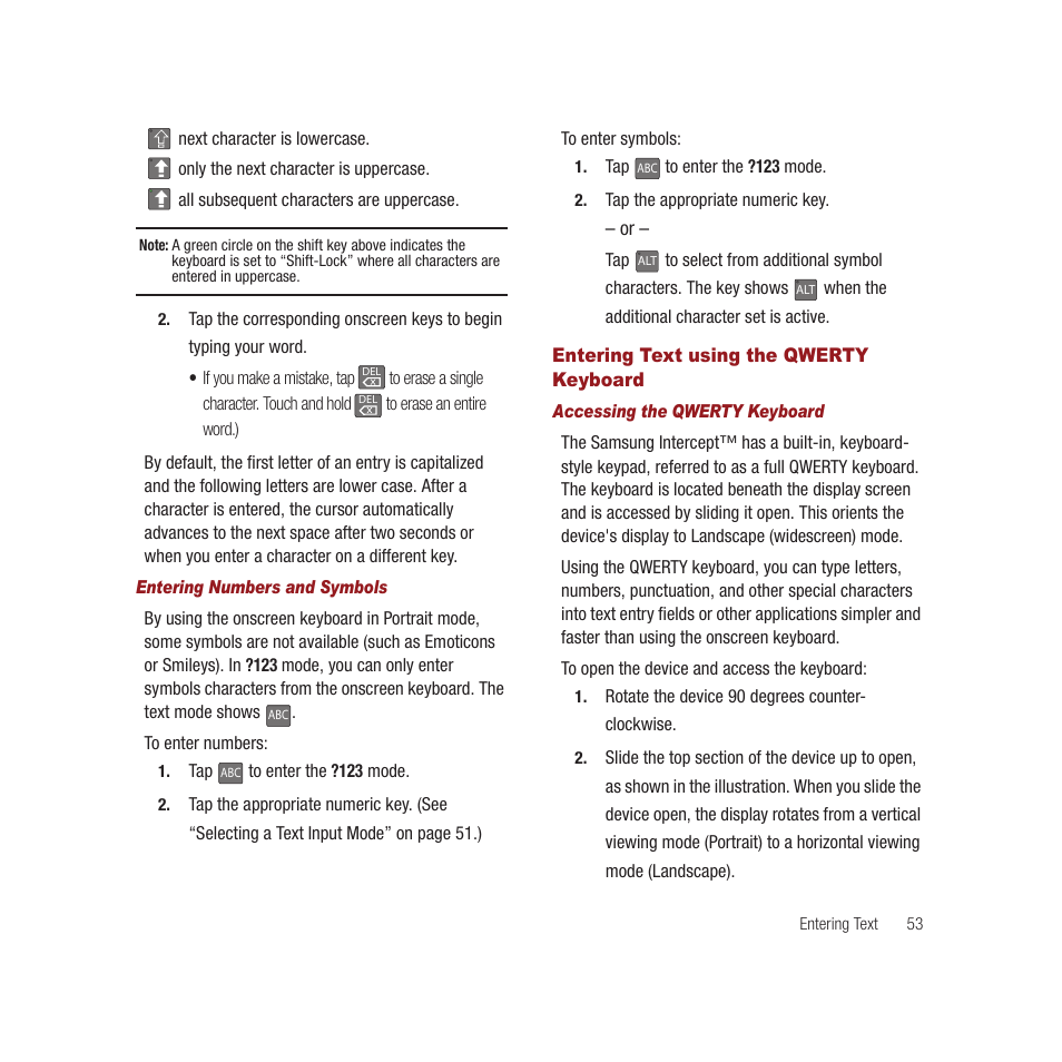 Entering text using the qwerty keyboard, Entering text using the qwerty keyboard” on | Samsung SPH-M910CAAVMU User Manual | Page 60 / 156