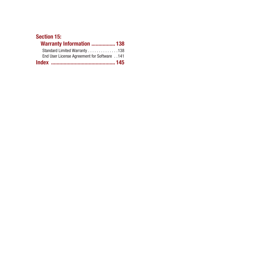 Section 15: warranty information 138 | Samsung SPH-M910CAAVMU User Manual | Page 7 / 156