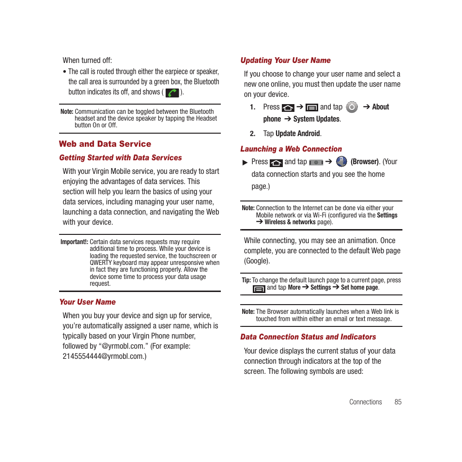 Web and data service | Samsung SPH-M910CAAVMU User Manual | Page 92 / 156