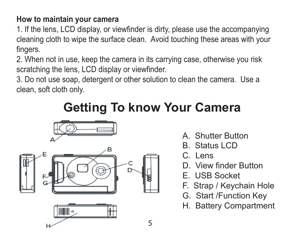 Getting to know your camera | Argus Camera Argus DCM-098 User Manual | Page 5 / 16