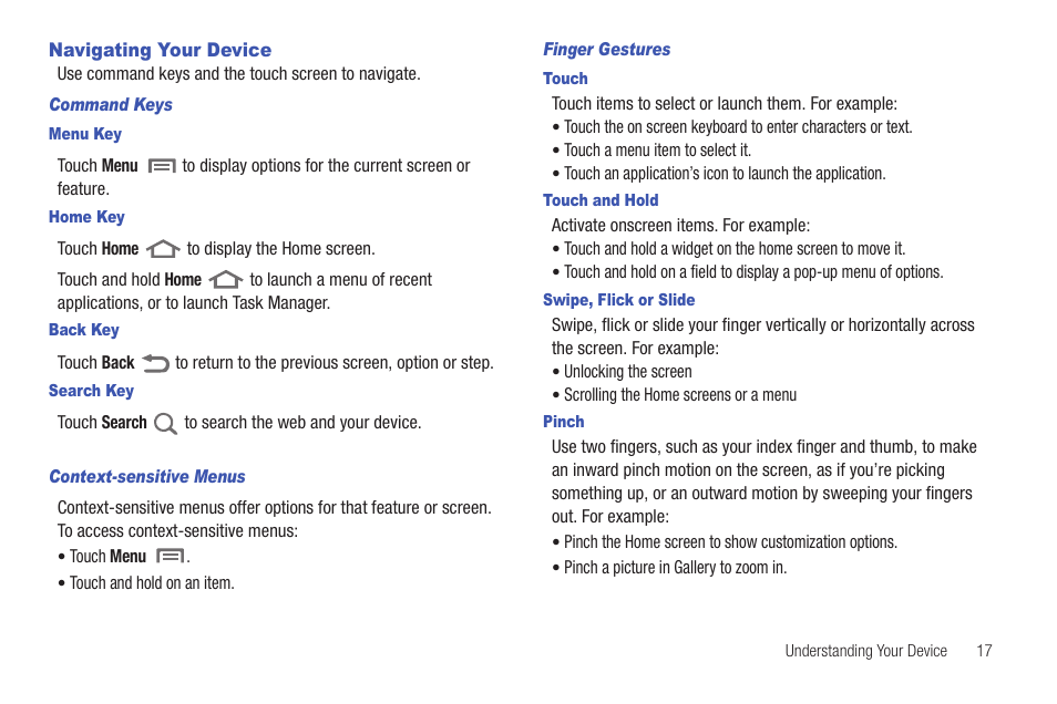 Navigating your device | Samsung SCH-I800NSAUSC User Manual | Page 21 / 135