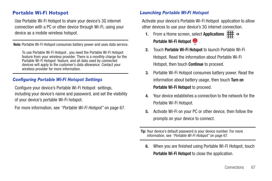 Portable wi-fi hotspot | Samsung SCH-I800NSAUSC User Manual | Page 71 / 135