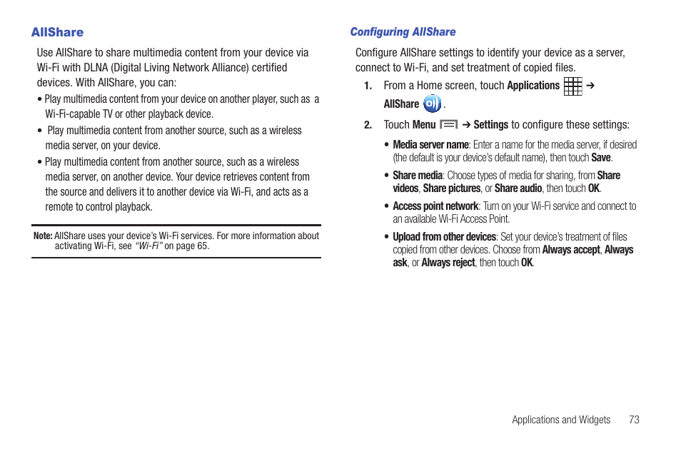 Allshare | Samsung SCH-I800NSAUSC User Manual | Page 77 / 135