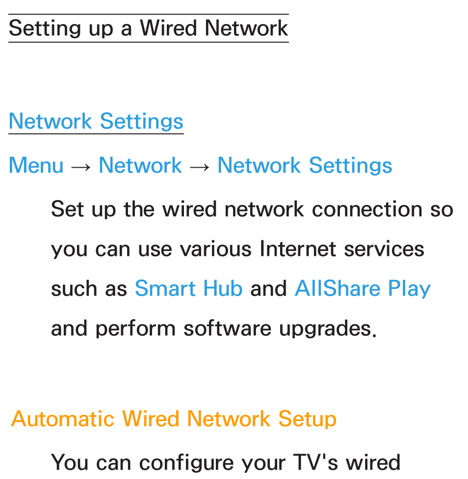 Setting up a wired network | Samsung UN46ES6100GXZE User Manual | Page 128 / 721