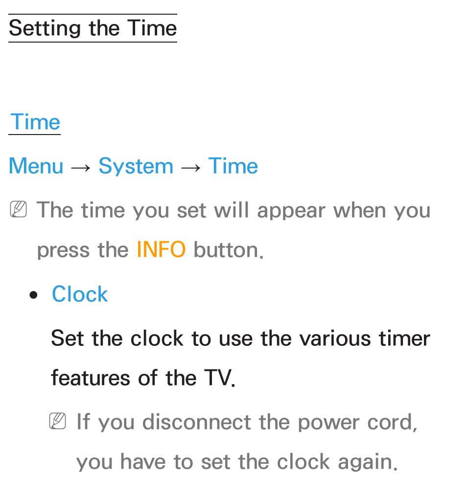 Setting the time | Samsung UN46ES6100GXZE User Manual | Page 175 / 721