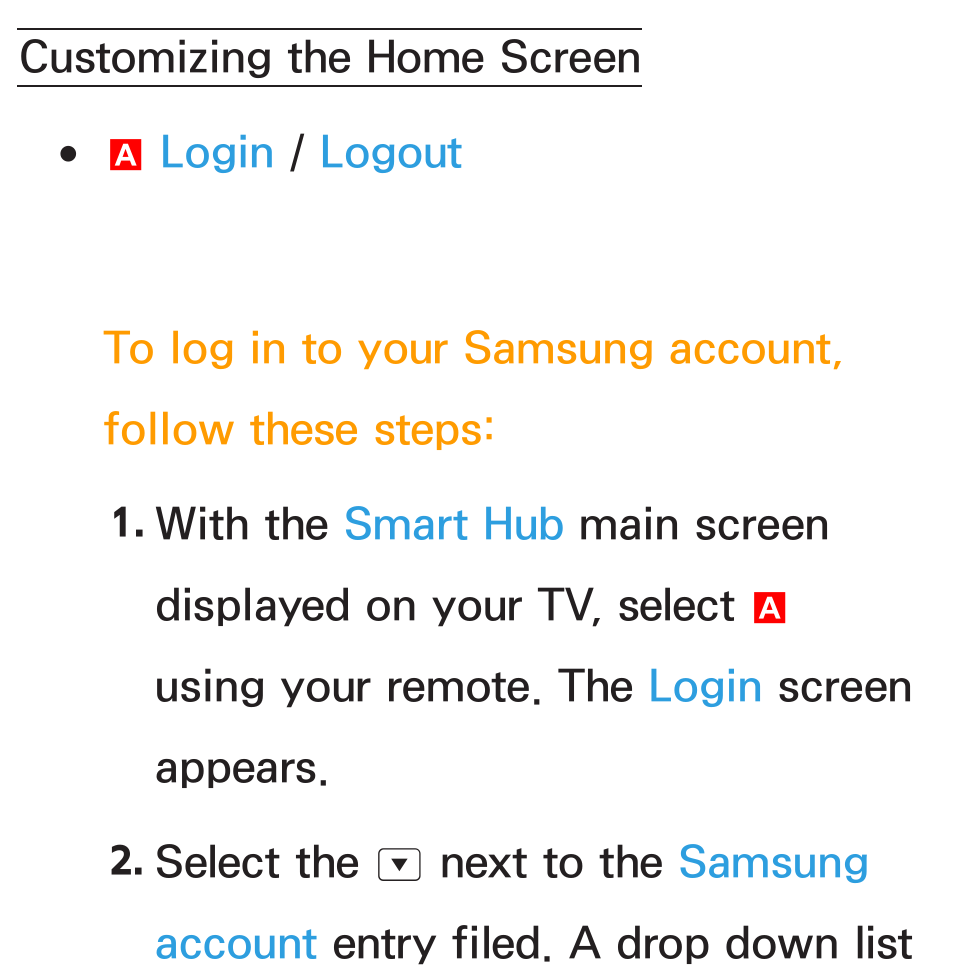 Customizing the home screen | Samsung UN46ES6100GXZE User Manual | Page 301 / 721
