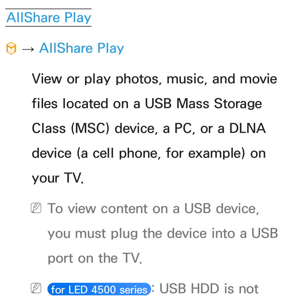 Allshare play | Samsung UN46ES6100GXZE User Manual | Page 488 / 721