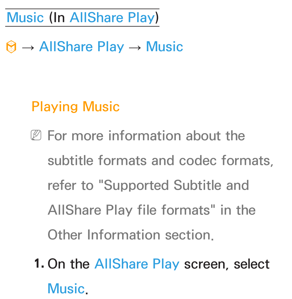 Music, Allshare play | Samsung UN46ES6100GXZE User Manual | Page 564 / 721