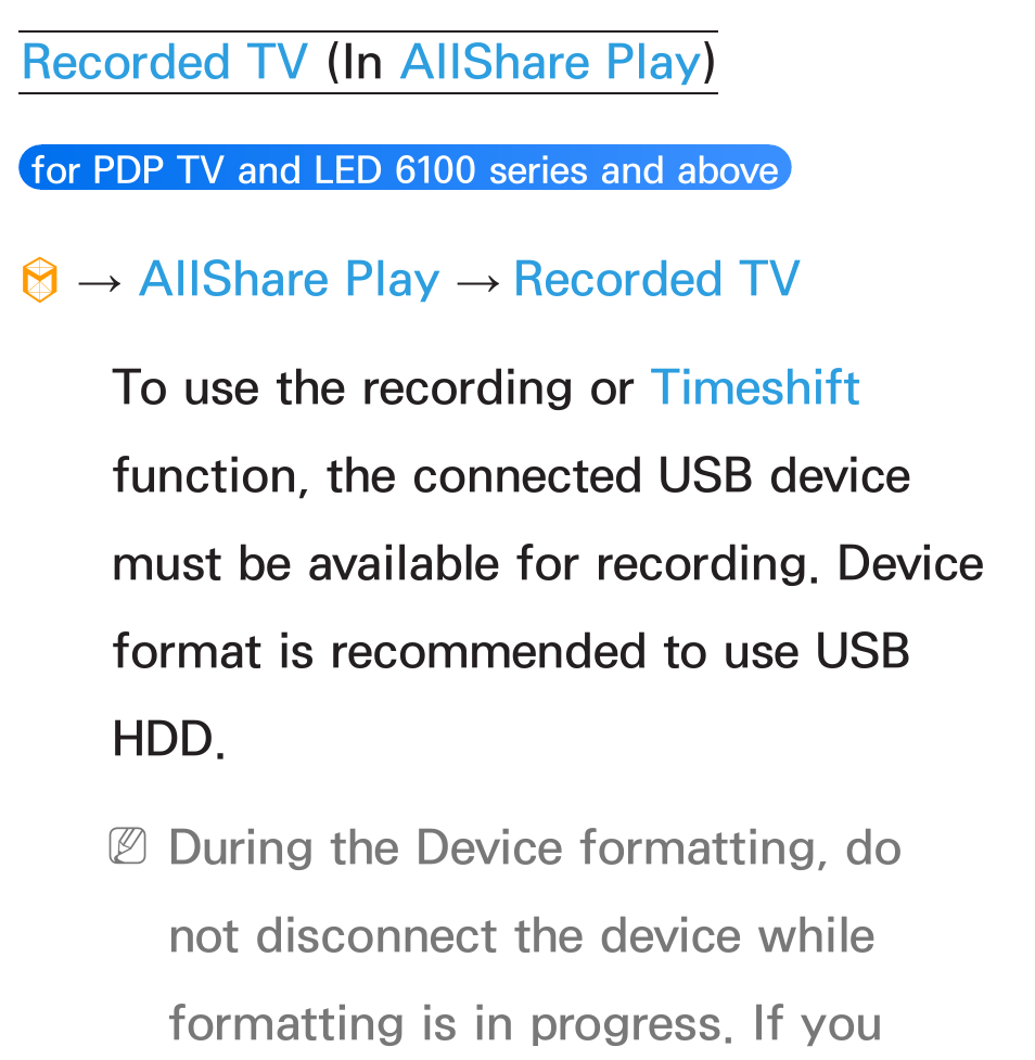 Recorded tv, Allshare play | Samsung UN46ES6100GXZE User Manual | Page 578 / 721