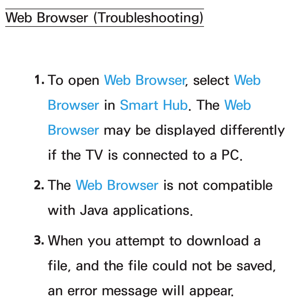 Web browser (troubleshooting) | Samsung UN46ES6100GXZE User Manual | Page 697 / 721