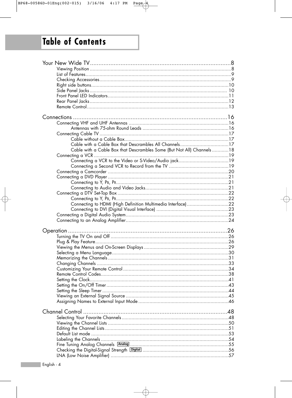 Samsung HLS4266WX-XAA User Manual | Page 4 / 132