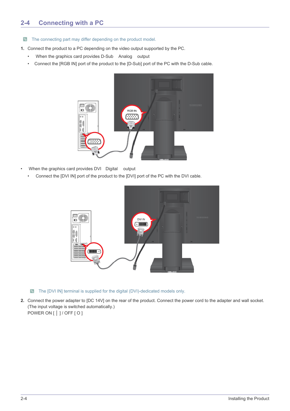 4 connecting with a pc, Connecting with a pc -4 | Samsung LS19A450BWT-ZA User Manual | Page 16 / 104