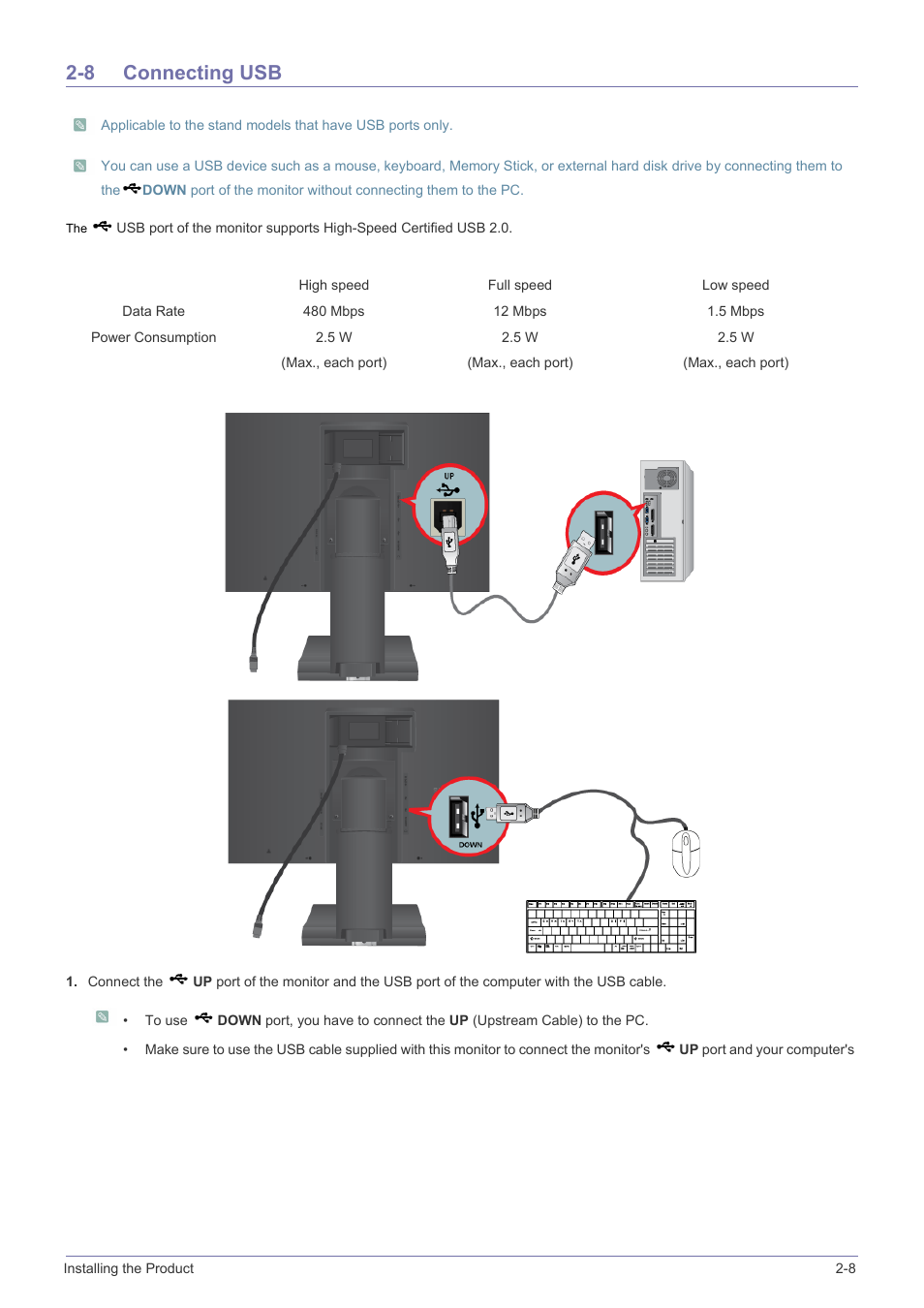 8 connecting usb, Connecting usb -8 | Samsung LS19A450BWT-ZA User Manual | Page 21 / 104