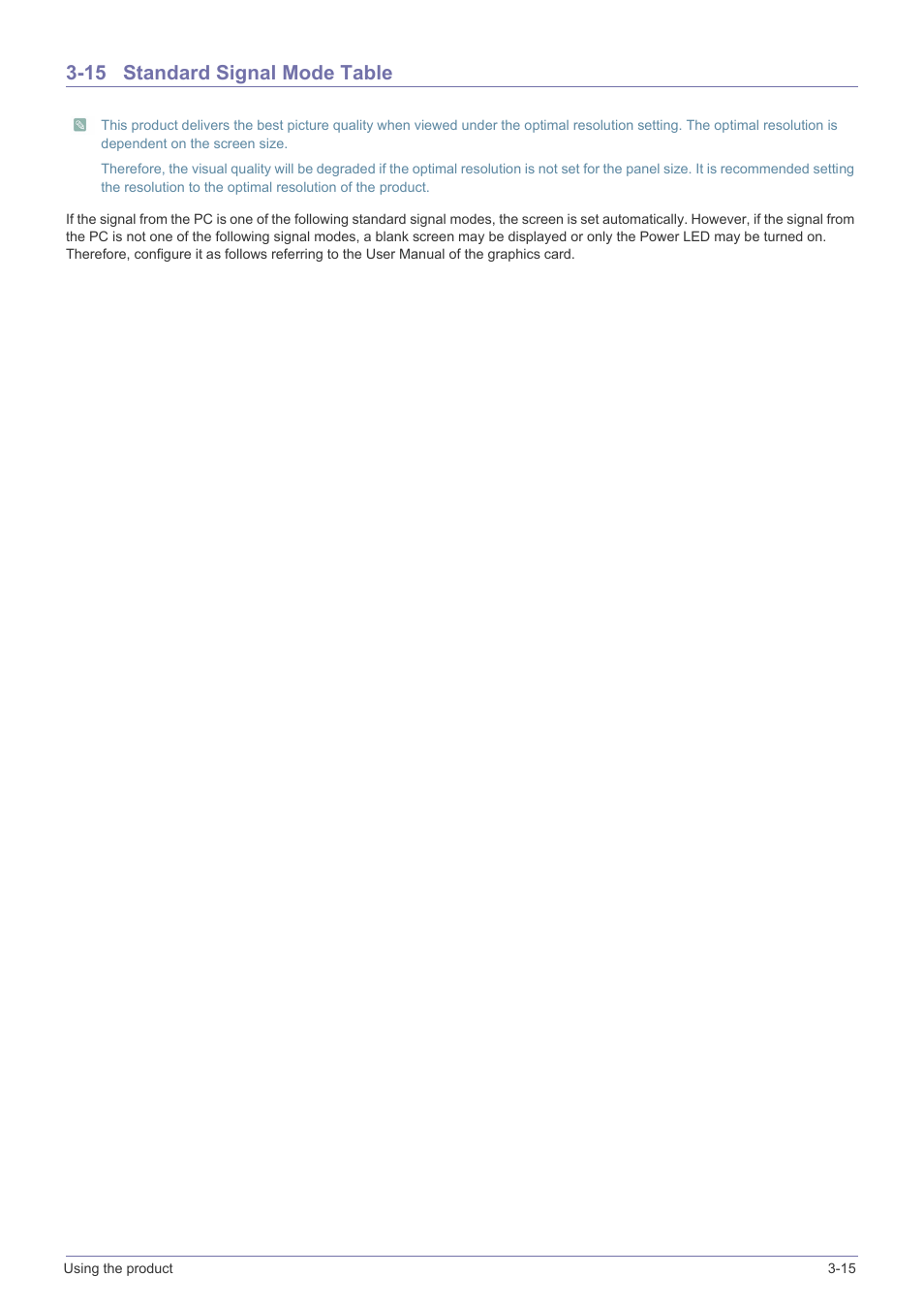 15 standard signal mode table, Standard signal mode table -15 | Samsung LS19A450BWT-ZA User Manual | Page 41 / 104