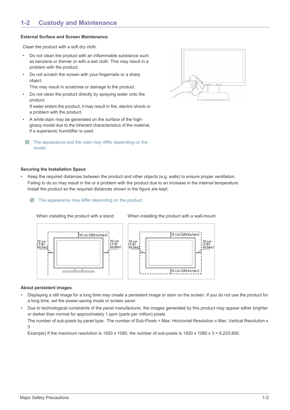 2 custody and maintenance, Custody and maintenance -2 | Samsung LS19A450BWT-ZA User Manual | Page 5 / 104