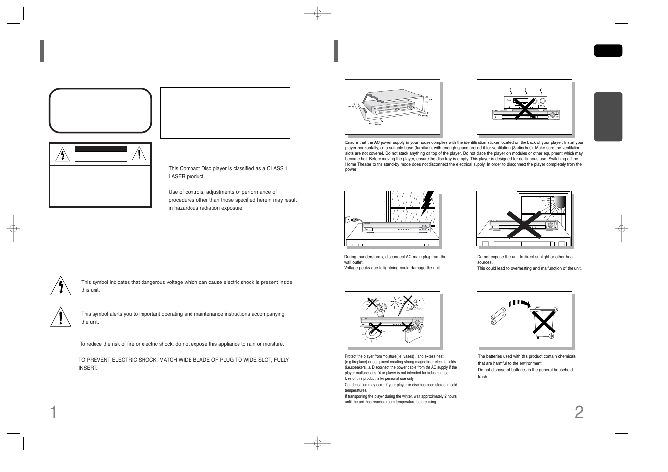 Safety warnings, Precautions, 12 safety warnings precautions | Phones | Samsung HT-Q45T-XAA User Manual | Page 2 / 42