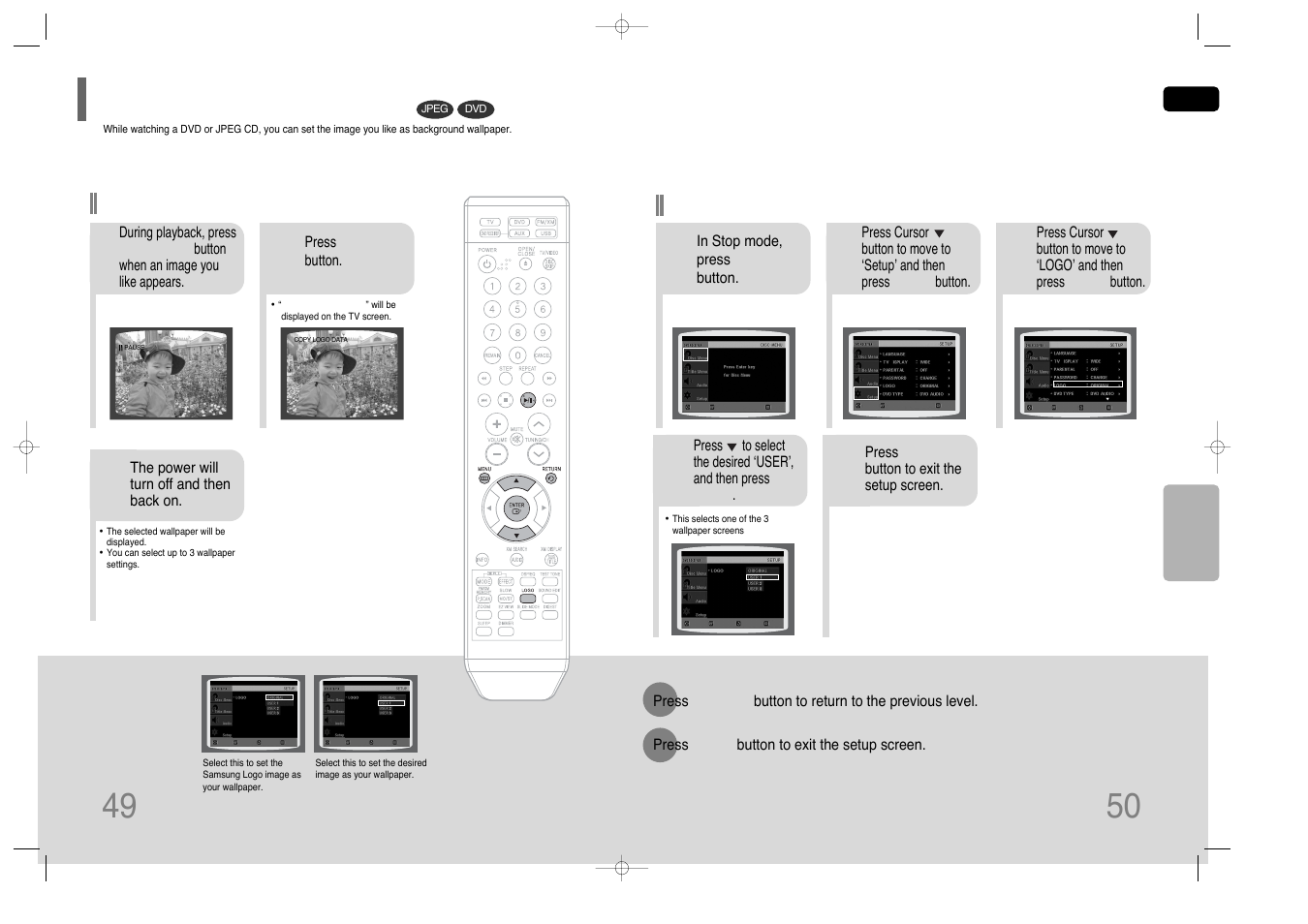 Setting the wallpaper | Samsung HT-Q45T-XAA User Manual | Page 26 / 42