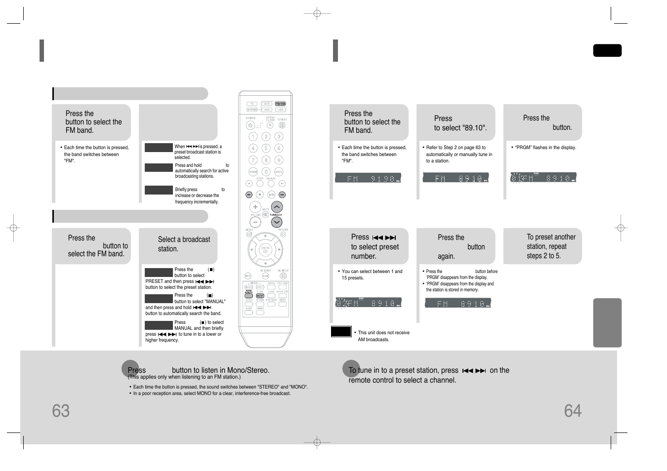 Radio operation, Listening to radio, Presetting stations | Presetting stations 63 | Samsung HT-Q45T-XAA User Manual | Page 33 / 42