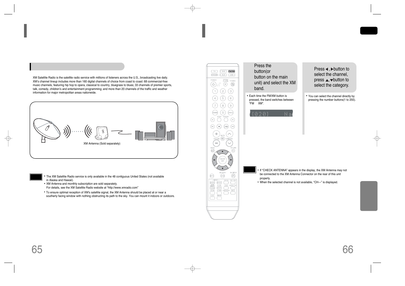 Before using xm satellite radio, Listening to xm satellite radio | Samsung HT-Q45T-XAA User Manual | Page 34 / 42