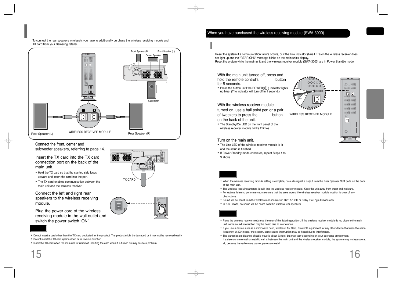 Resetting wireless communication | Samsung HT-Q45T-XAA User Manual | Page 9 / 42