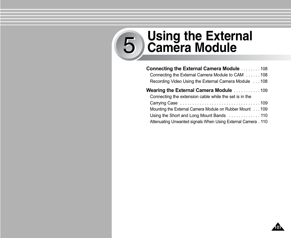 Using the external camera module | Samsung SC-X105L-XAA User Manual | Page 111 / 144