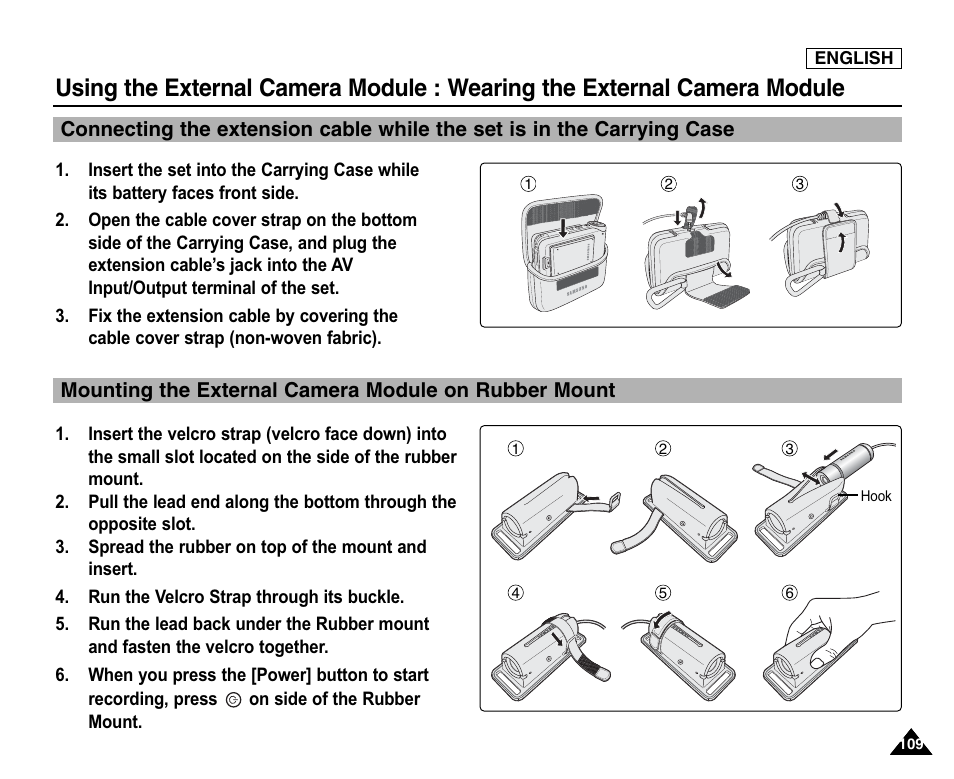 Wearing the external camera module | Samsung SC-X105L-XAA User Manual | Page 113 / 144