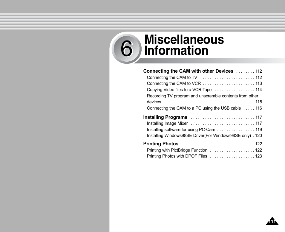 Miscellaneous information | Samsung SC-X105L-XAA User Manual | Page 115 / 144