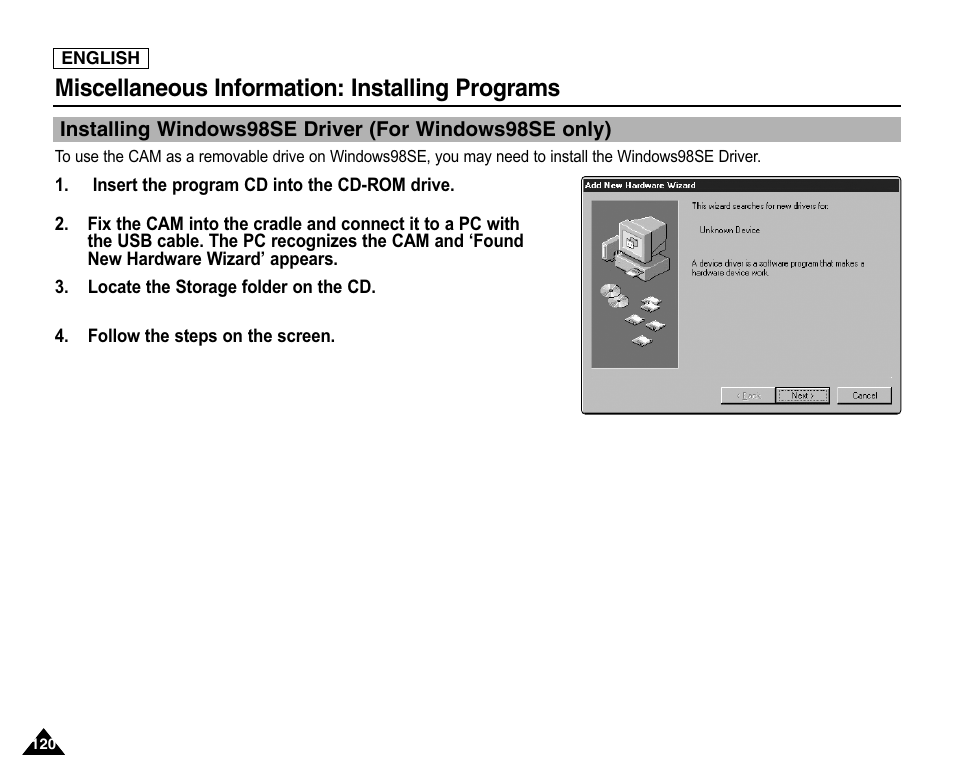 Miscellaneous information: installing programs | Samsung SC-X105L-XAA User Manual | Page 124 / 144