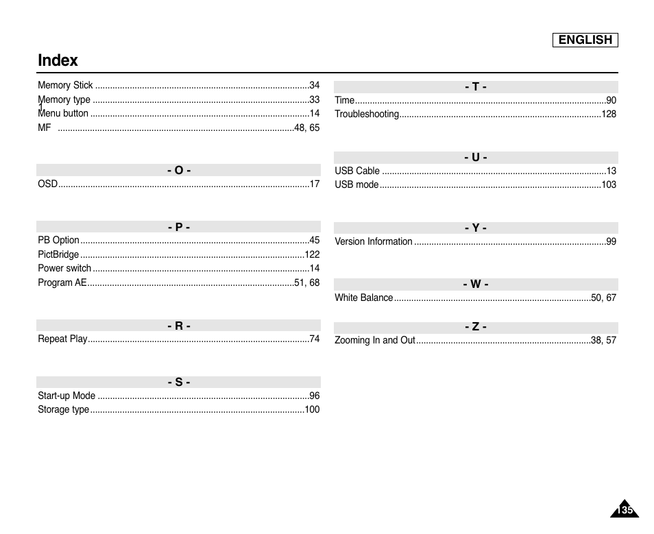 Index | Samsung SC-X105L-XAA User Manual | Page 139 / 144