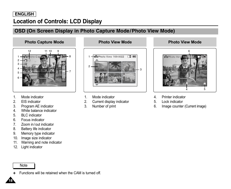 Location of controls: lcd display | Samsung SC-X105L-XAA User Manual | Page 22 / 144