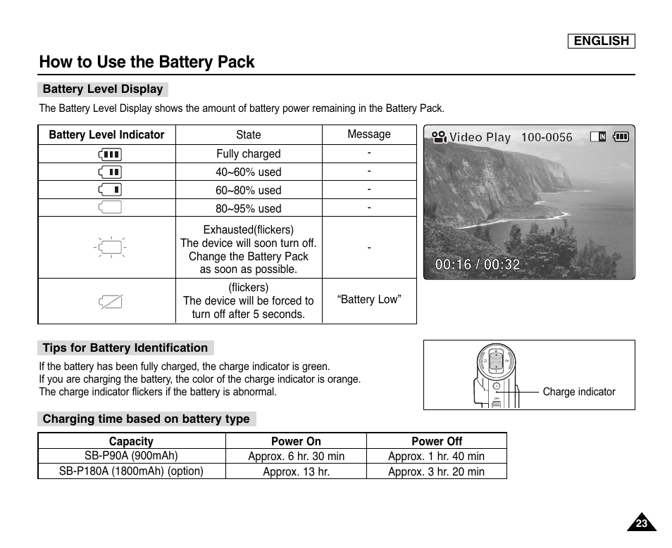 How to use the battery pack | Samsung SC-X105L-XAA User Manual | Page 27 / 144
