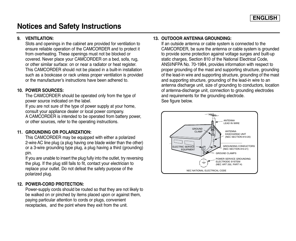 Notices and safety instructions, English | Samsung SC-X105L-XAA User Manual | Page 3 / 144