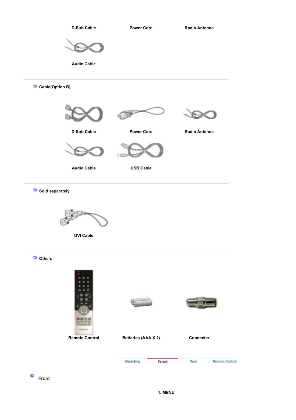 Front | Samsung LS17MHFSSU-XAZ User Manual | Page 10 / 71