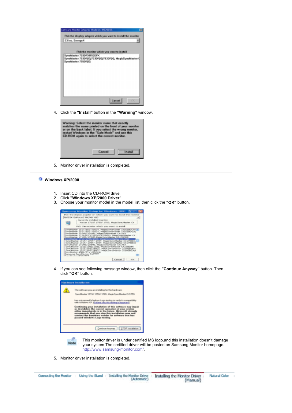 Installing the monitor driver(manual) | Samsung LS17MHFSSU-XAZ User Manual | Page 22 / 71