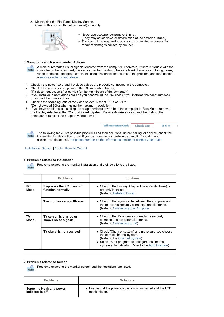Check& list | Samsung LS17MHFSSU-XAZ User Manual | Page 50 / 71