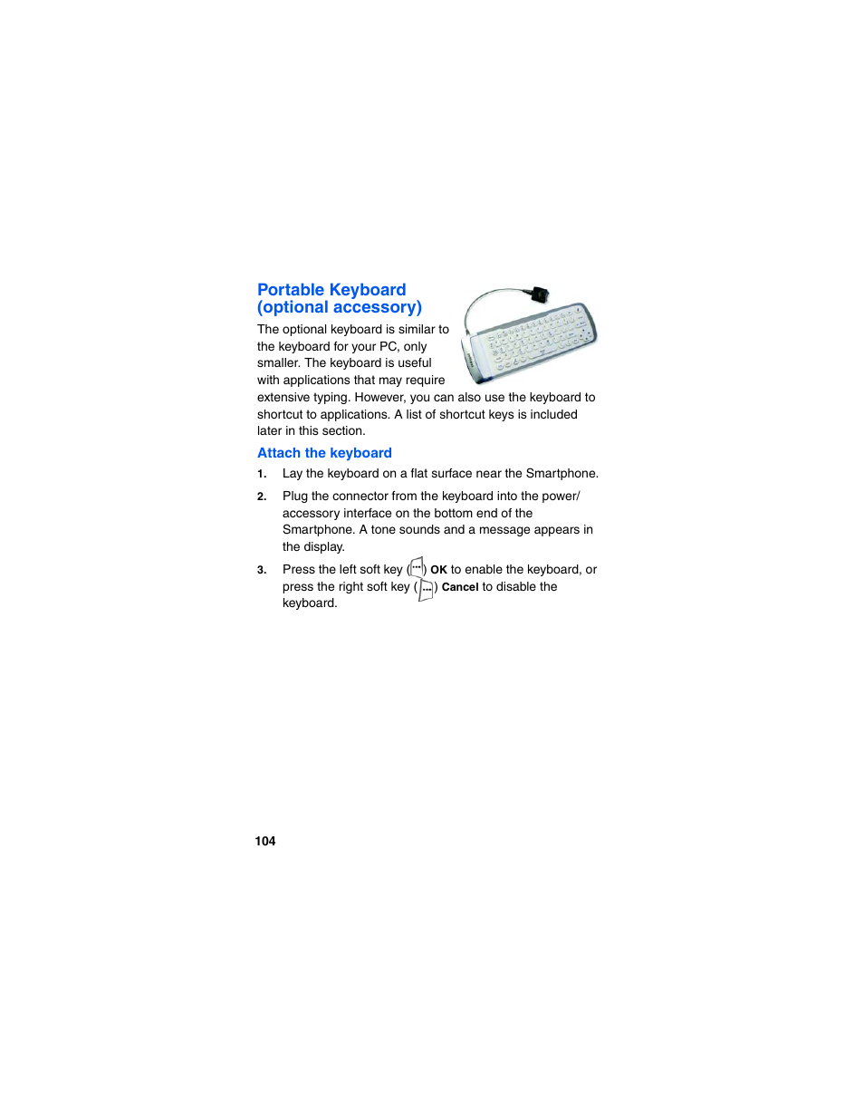 Attach the keyboard, Portable keyboard (optional accessory) | Samsung SCH-I600MSAXAR User Manual | Page 112 / 132