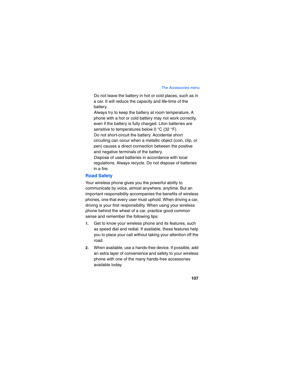 Road safety | Samsung SCH-I600MSAXAR User Manual | Page 115 / 132