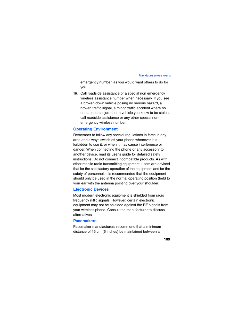 Operating environment, Electronic devices, Pacemakers | Samsung SCH-I600MSAXAR User Manual | Page 117 / 132