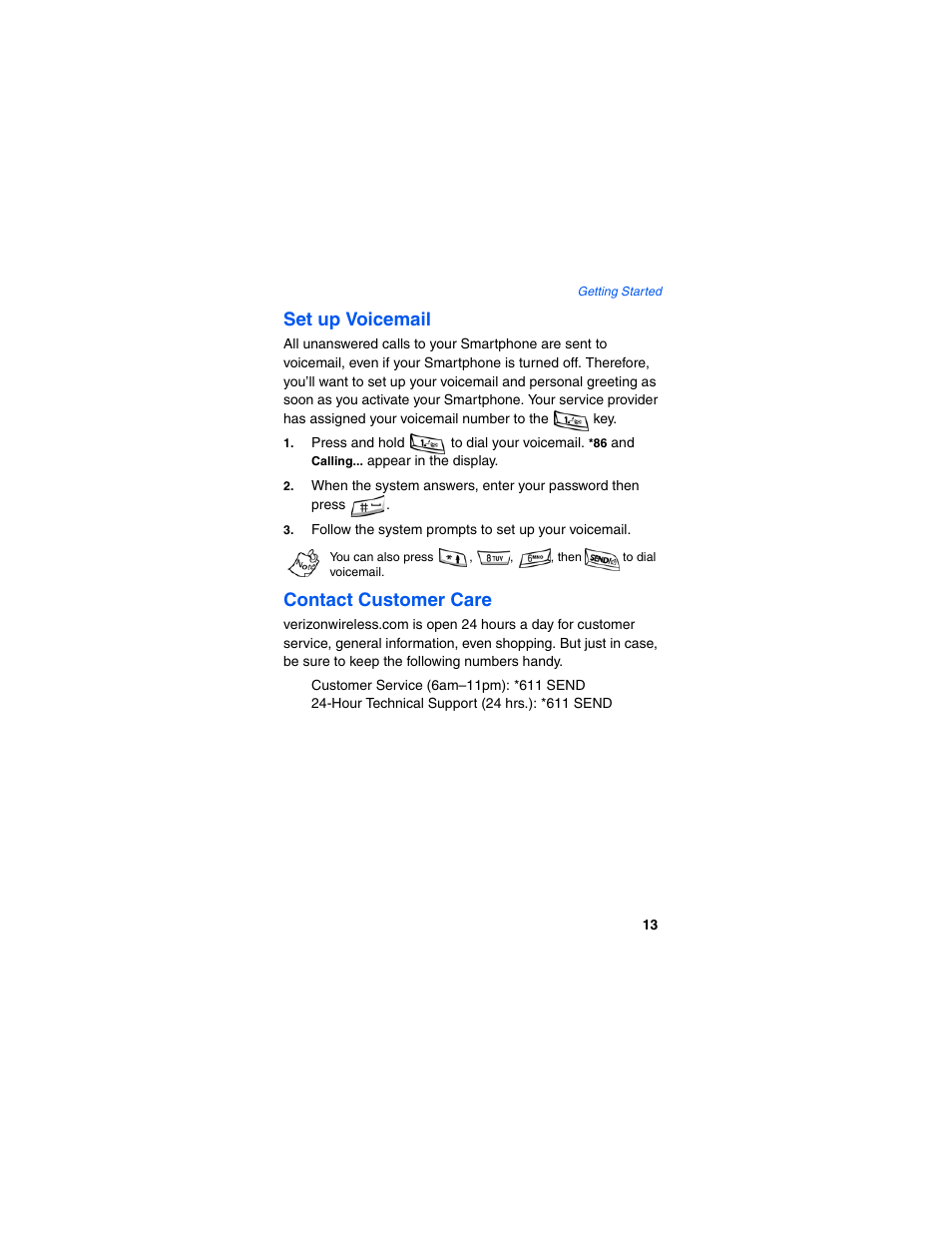 Set up voicemail, Contact customer care | Samsung SCH-I600MSAXAR User Manual | Page 21 / 132