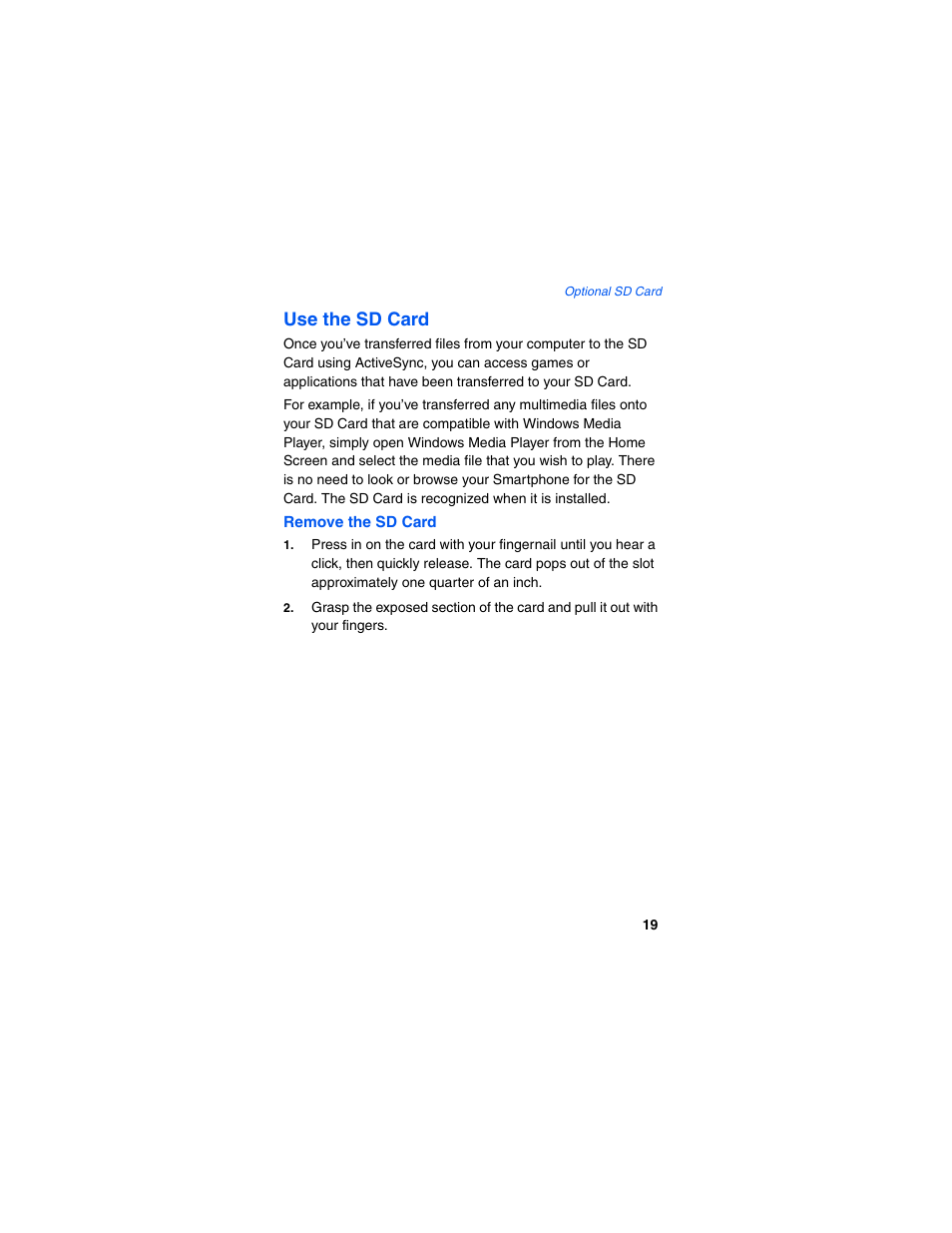 Remove the sd card, Use the sd card | Samsung SCH-I600MSAXAR User Manual | Page 27 / 132